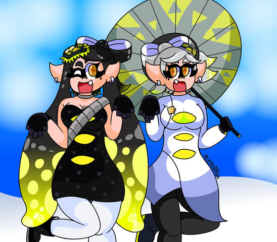 The Squid Sisters in their Splatoon 3 outfits! (Made on February 25th, 2022)